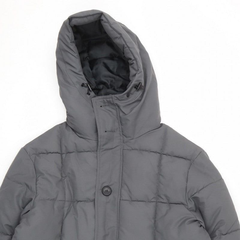 Primark Men’s Grey M Insulated Hooded Puffer Jacket Water Resistant