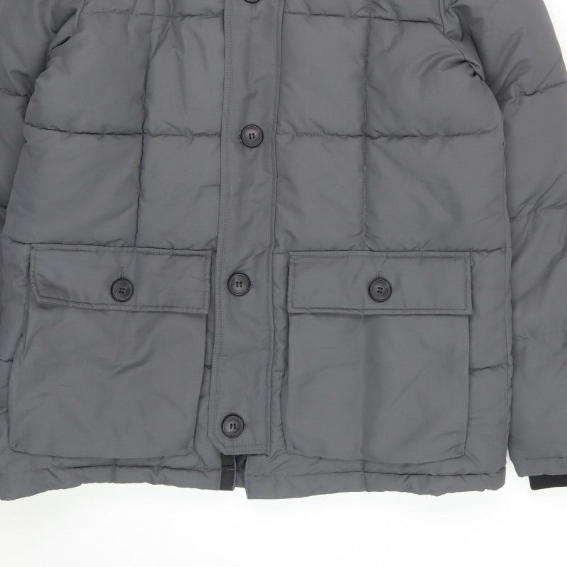 Primark Men’s Grey M Insulated Hooded Puffer Jacket Water Resistant
