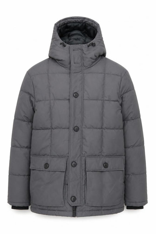 Primark Men’s Grey M Insulated Hooded Puffer Jacket Water Resistant