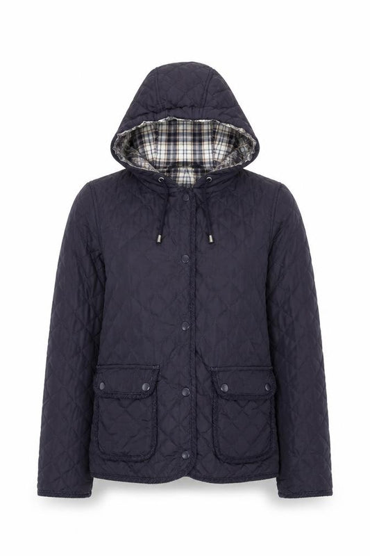 Topshop Women’s Blue UK 8 Quilted Hooded Jacket