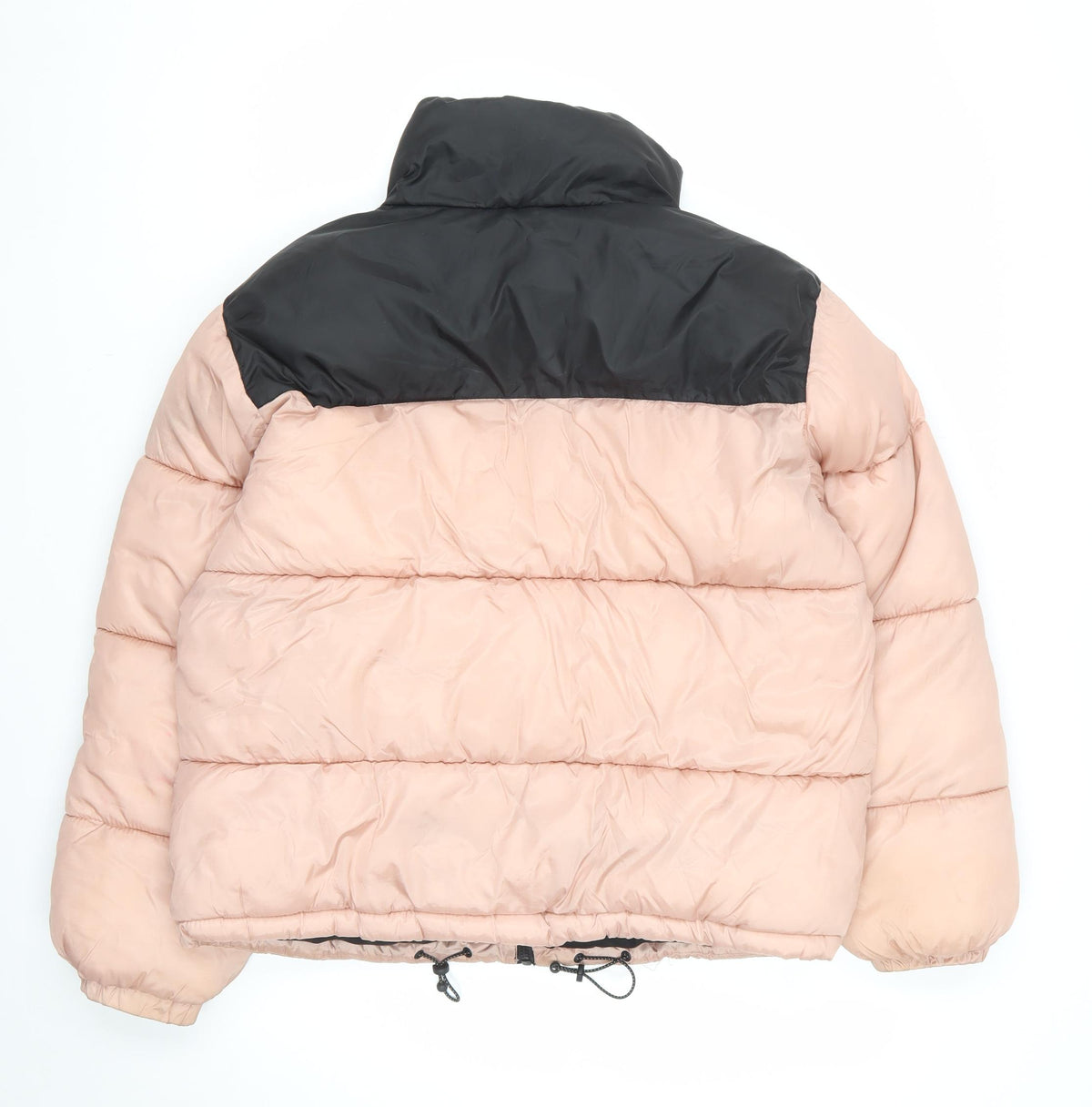 Pull&Bear Women Pink Black M Puffer Jacket Quilted Full Zip