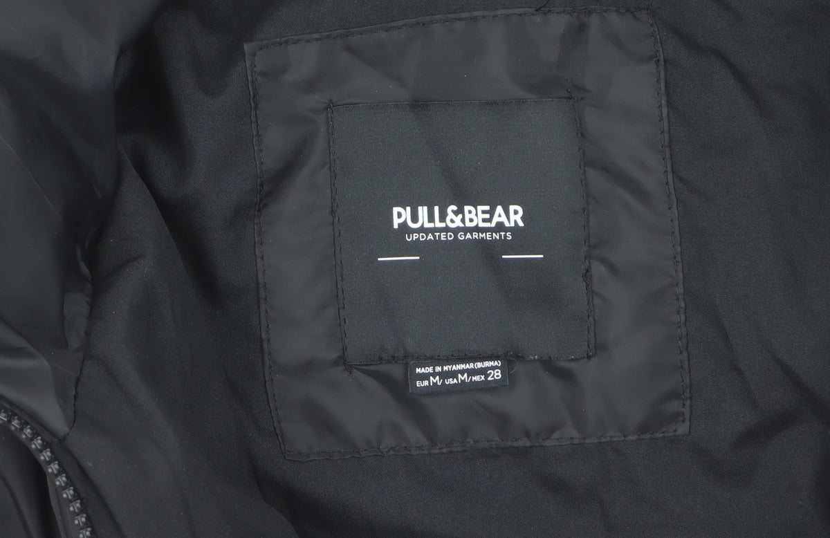 Pull&Bear Women Pink Black M Puffer Jacket Quilted Full Zip