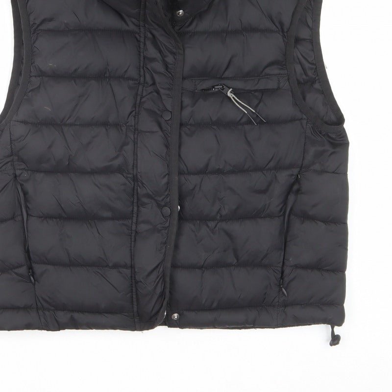 Zara Womens Black S Puffer Gilet Quilted Padded Zip