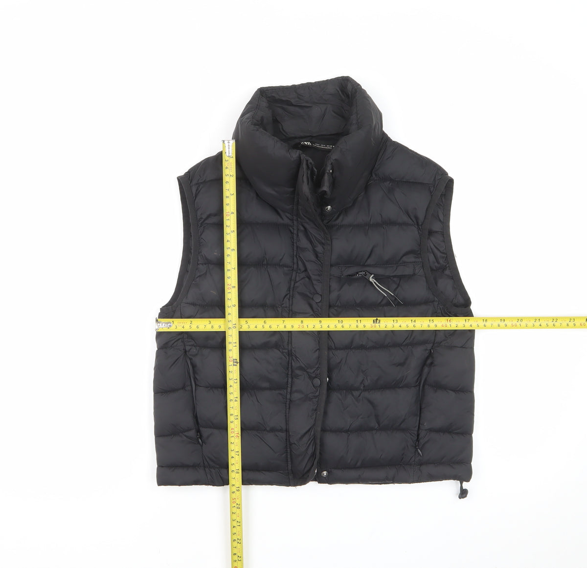 Zara Womens Black S Puffer Gilet Quilted Padded Zip