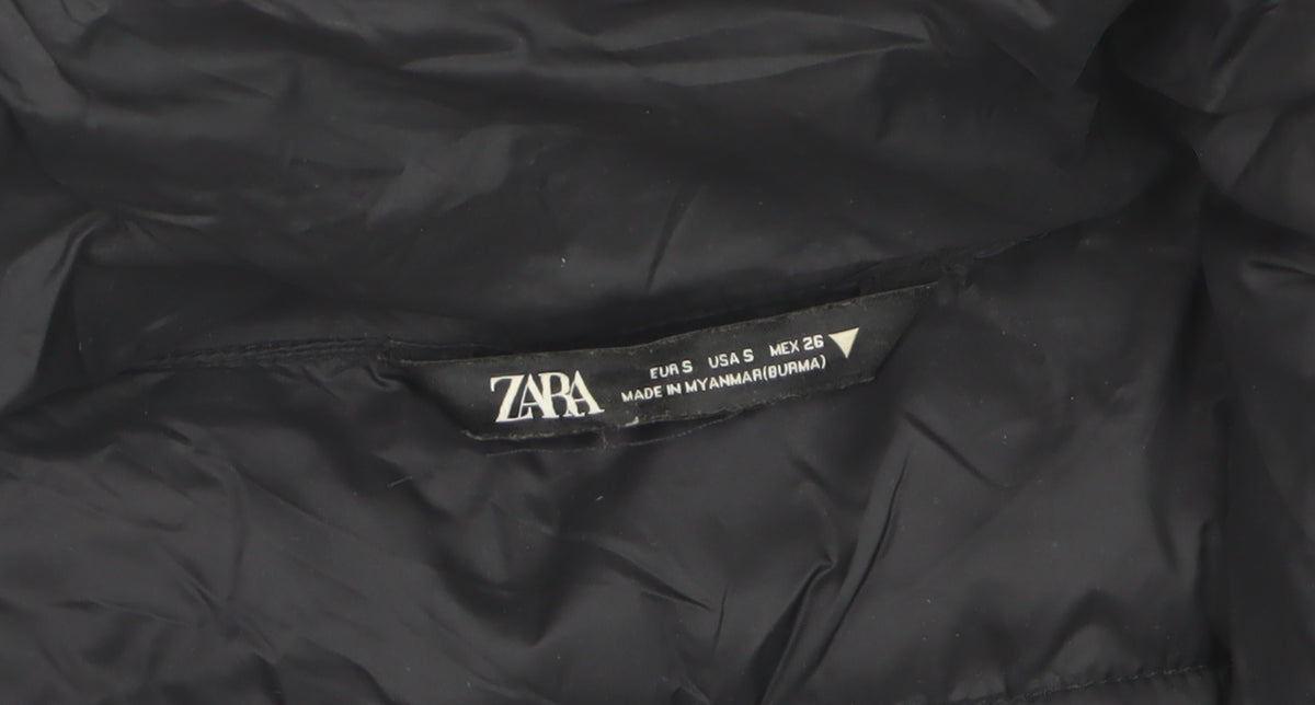 Zara Womens Black S Puffer Gilet Quilted Padded Zip