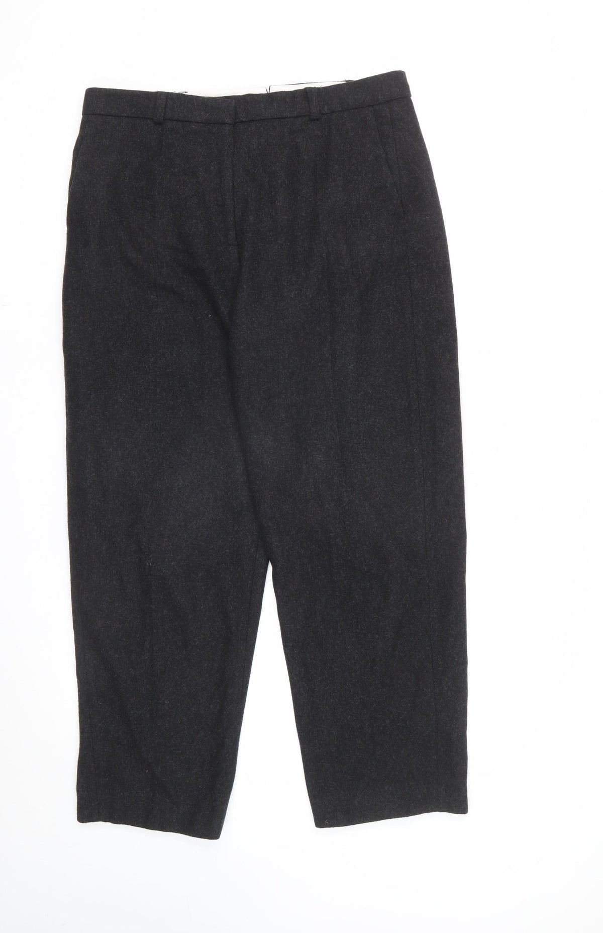 Jigsaw Women Black UK 14 Wool Blend Tailored Cropped Trousers