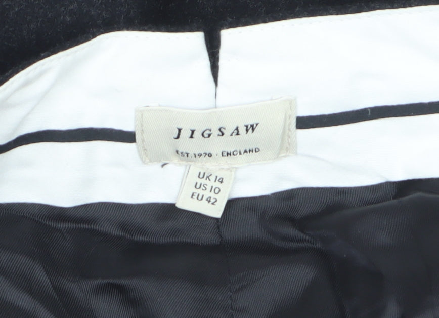 Jigsaw Women Black UK 14 Wool Blend Tailored Cropped Trousers