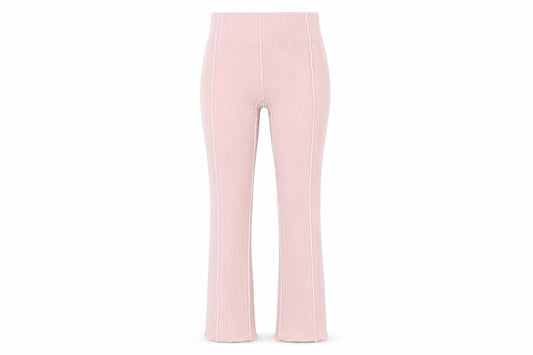 Maniere De Voir Women’s Pink UK 10 Flared Rib Knit Trousers