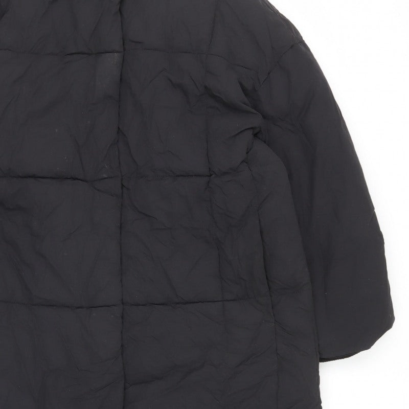 Zara Women Black S Long Quilted Puffer Coat High Neck