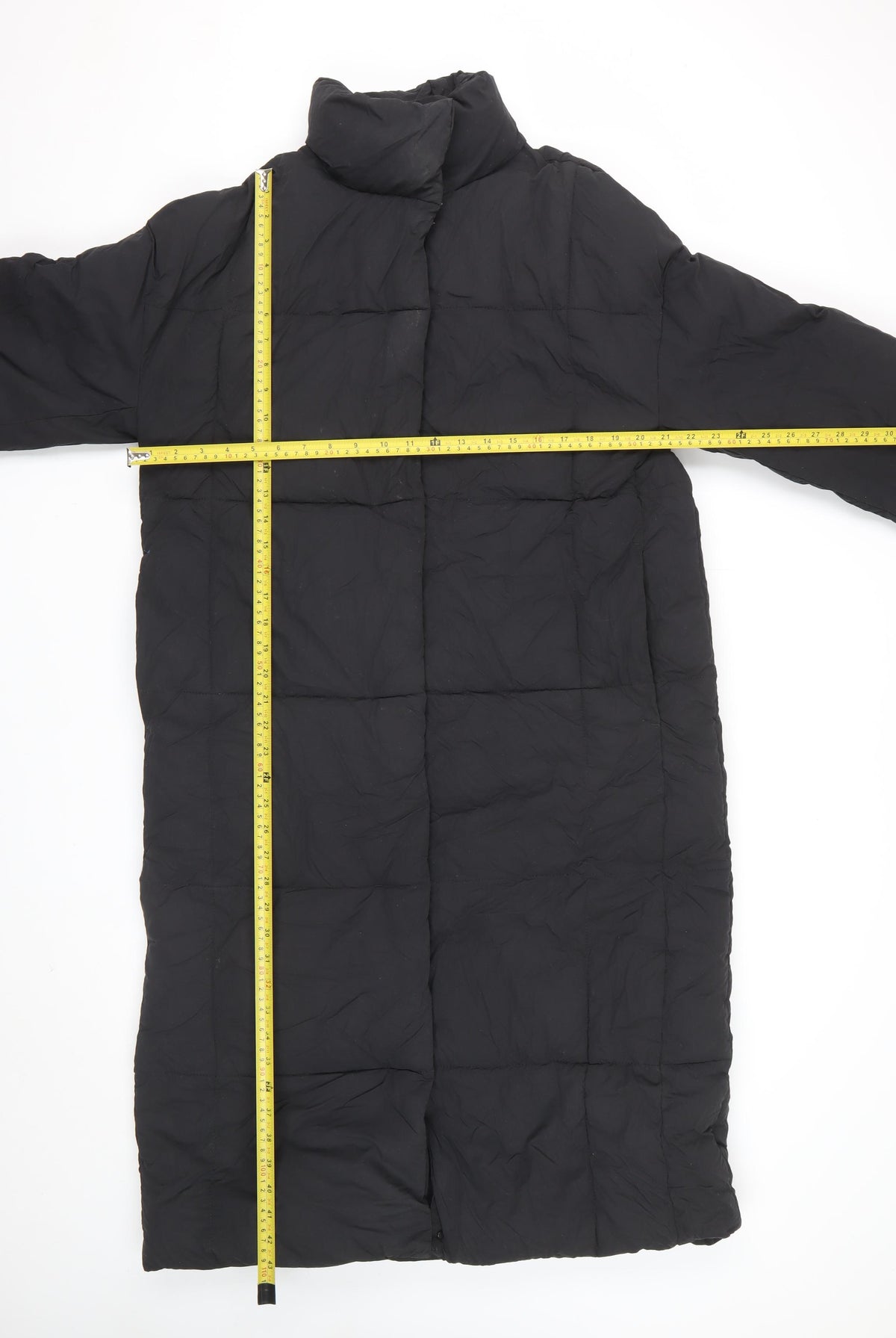Zara Women Black S Long Quilted Puffer Coat High Neck