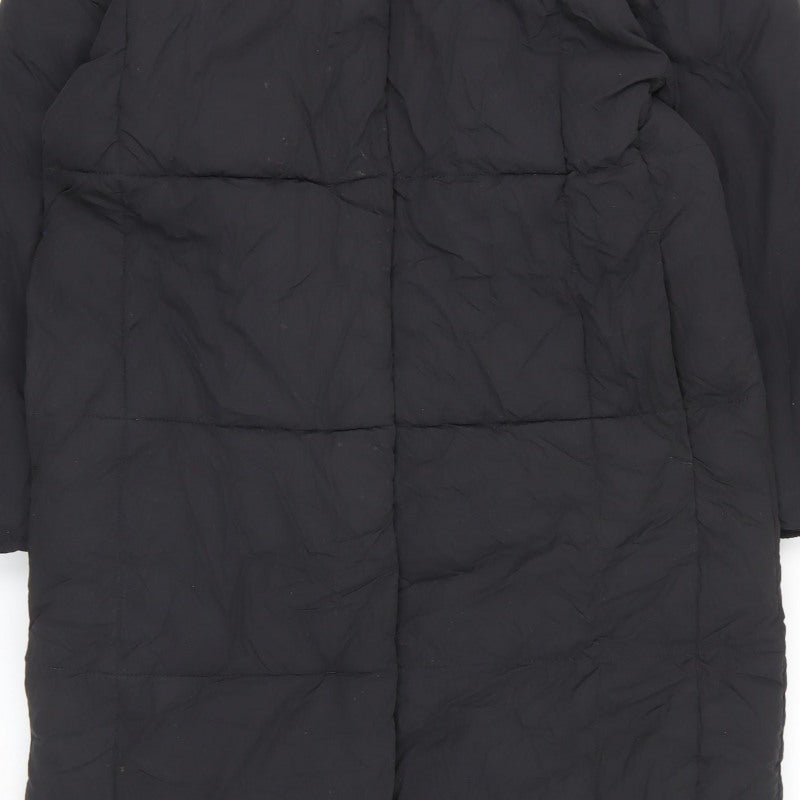 Zara Women Black S Long Quilted Puffer Coat High Neck
