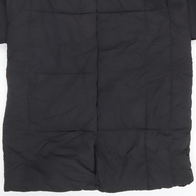 Zara Women Black S Long Quilted Puffer Coat High Neck