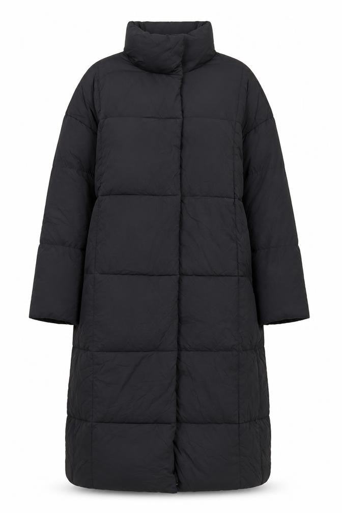 Zara Women Black S Long Quilted Puffer Coat High Neck