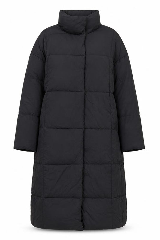 Zara Women Black S Long Quilted Puffer Coat High Neck
