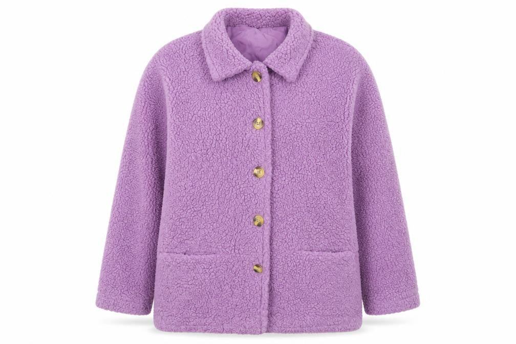 Damart Women’s Purple Size 20 Teddy Fleece Button Jacket Lined