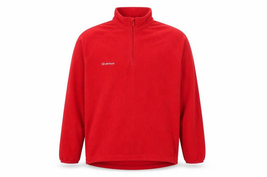 Quechua Men's Red L 1/4 Zip Fleece Sweatshirt High Neck