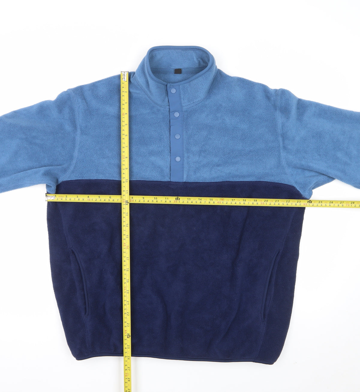 Uniqlo Men’s Blue Navy L Fleece Snap Henley Pullover Pockets