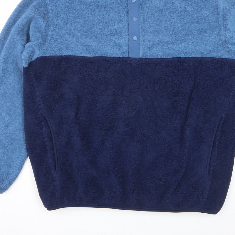 Uniqlo Men’s Blue Navy L Fleece Snap Henley Pullover Pockets