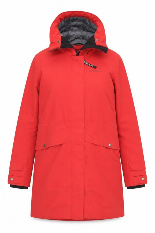 Didriksons Women’s Red UK 8 Elin WNS Parka Waterproof Long Coat