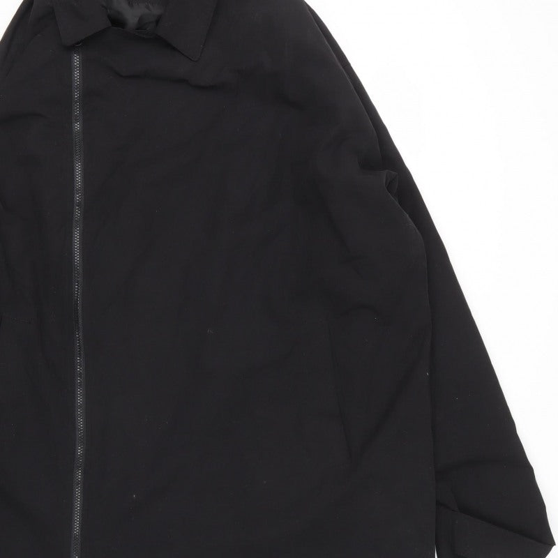 Topman Men’s Black XL Long Zip Overcoat Collared Cotton Blend