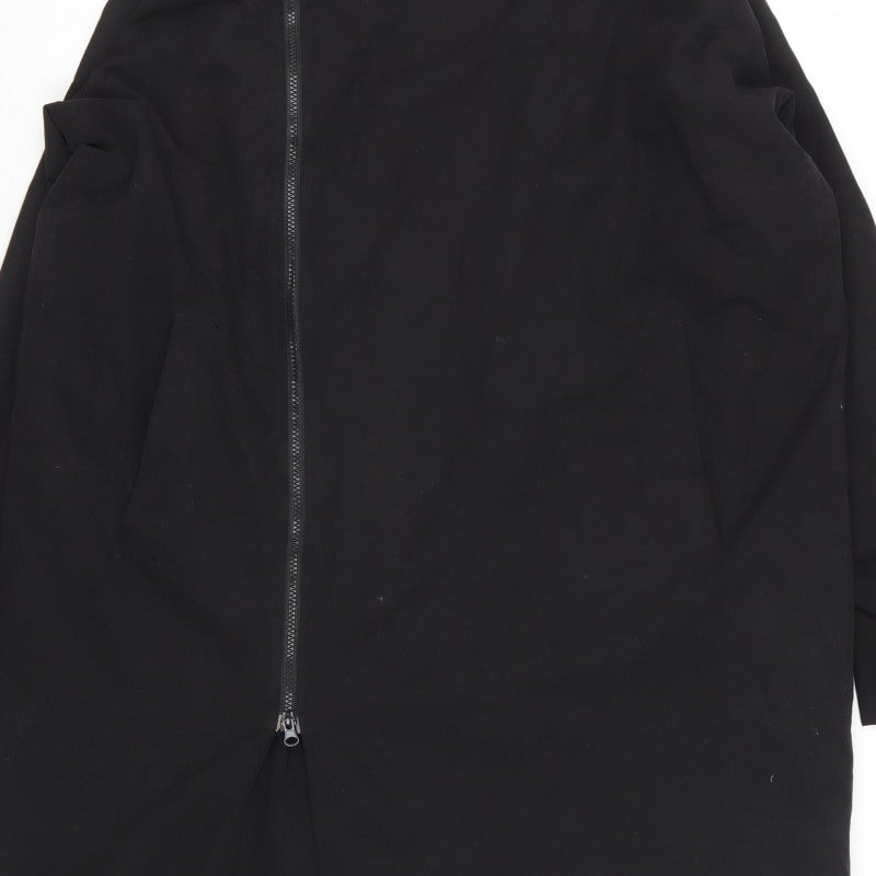 Topman Men’s Black XL Long Zip Overcoat Collared Cotton Blend