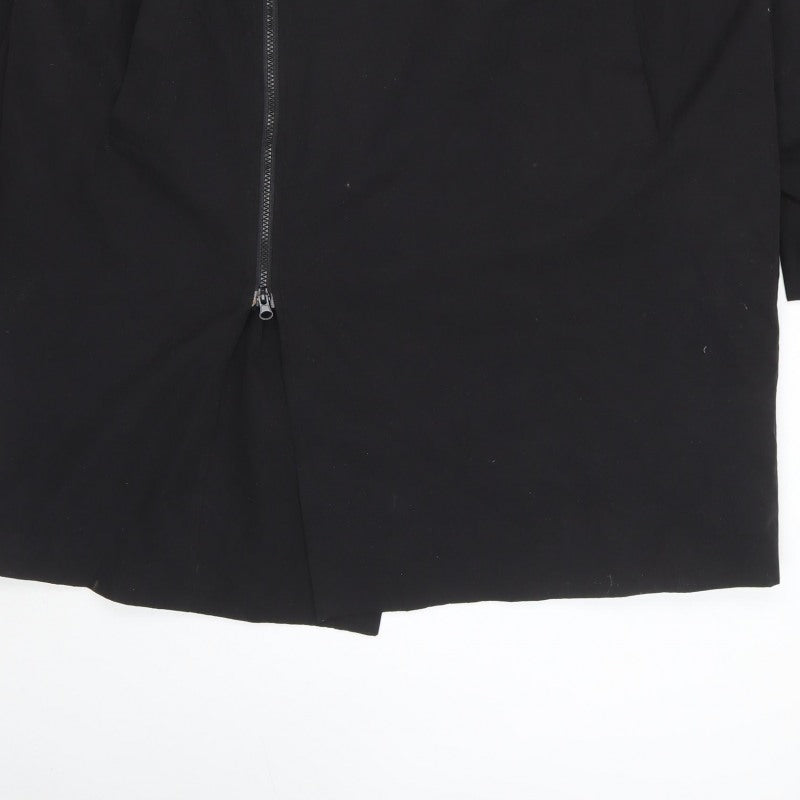 Topman Men’s Black XL Long Zip Overcoat Collared Cotton Blend