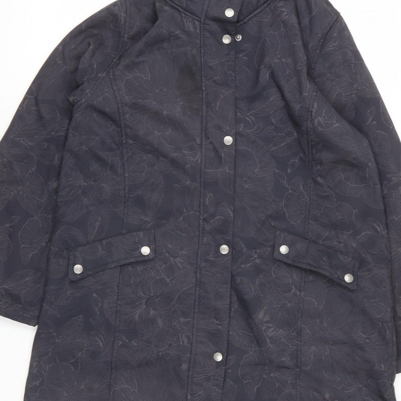 Tigi Women's Black Floral Snap Button Lined Jacket UK 16