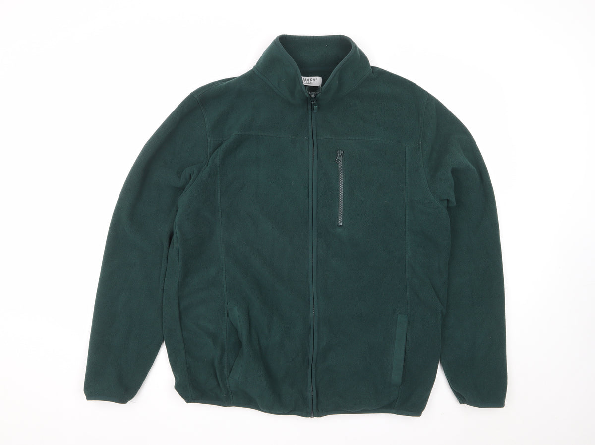 Primark Men’s Green XL Fleece Full Zip Outdoor Jacket Pockets
