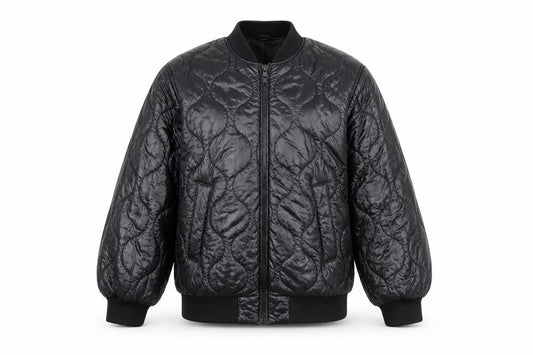 H&M Women’s Black S Quilted Padded Bomber Jacket Full Zip