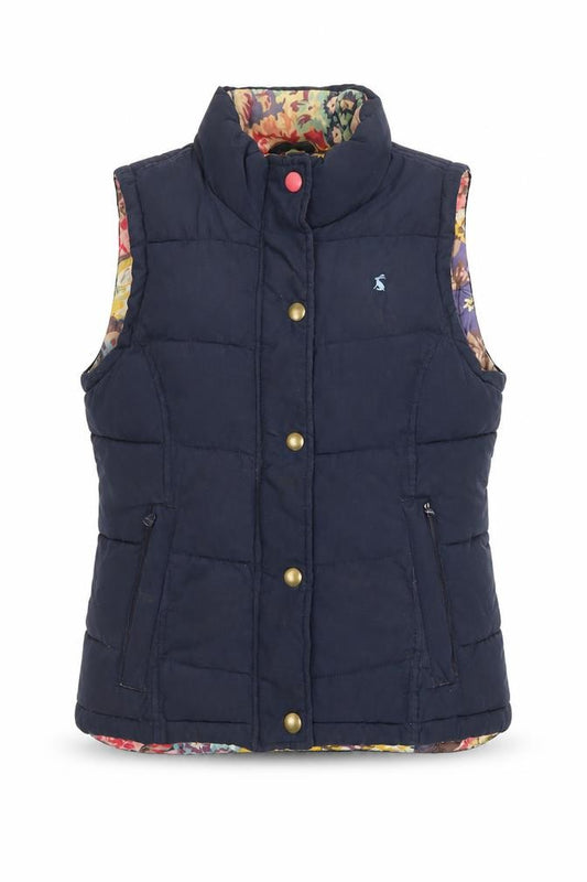 Joules Women’s Navy UK 14 Floral Lined Padded Gilet Waistcoat