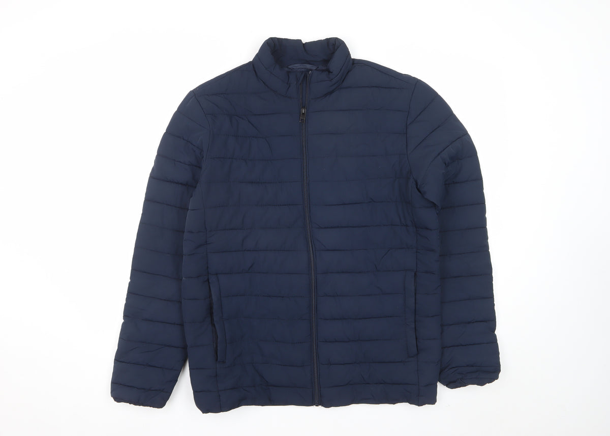 Jack & Jones Women’s Blue M Quilted Puffer Jacket Full Zip