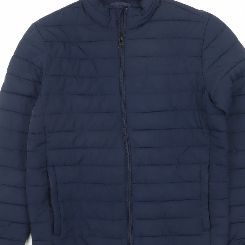 Jack & Jones Women’s Blue M Quilted Puffer Jacket Full Zip