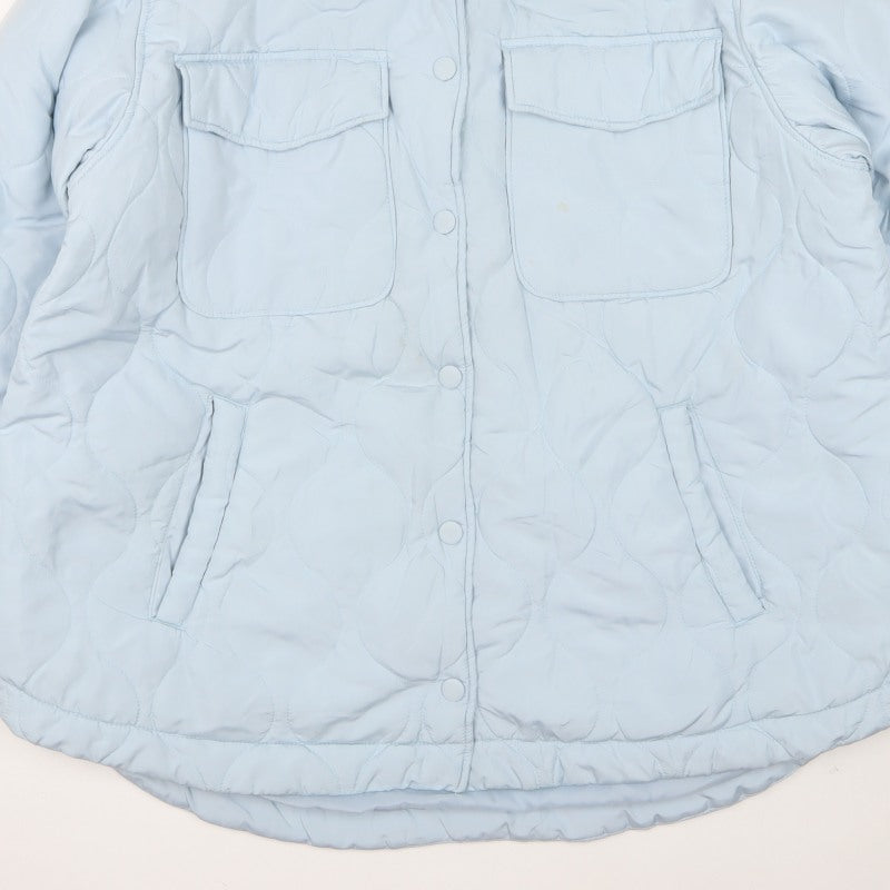 C&A Women’s Blue L Quilted Padded Long Jacket Snap Front