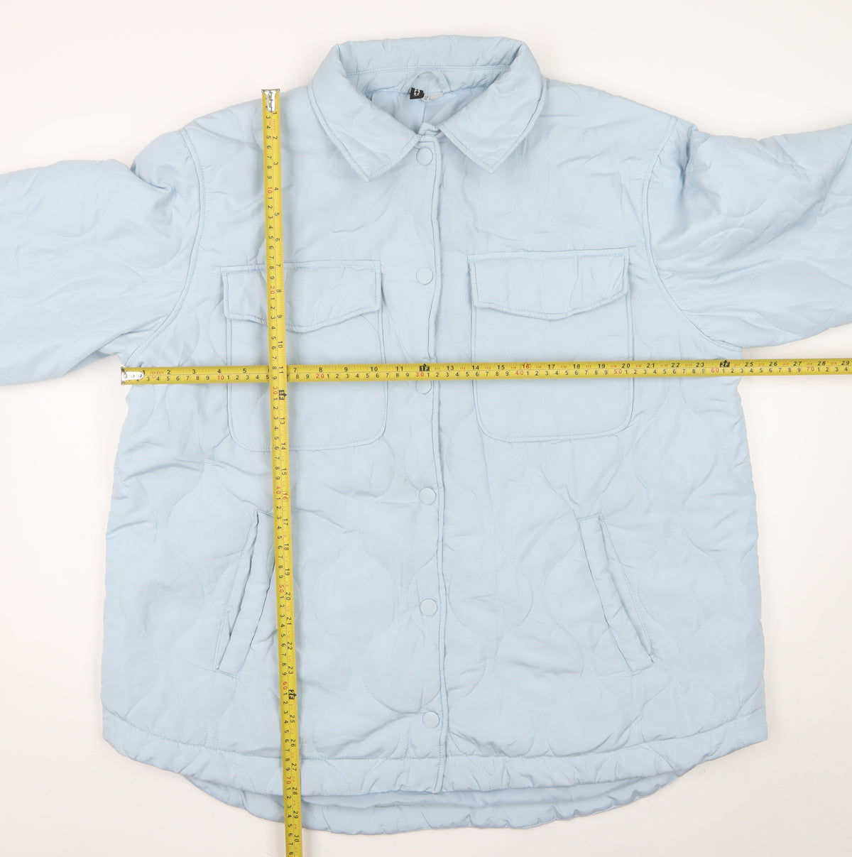 C&A Women’s Blue L Quilted Padded Long Jacket Snap Front