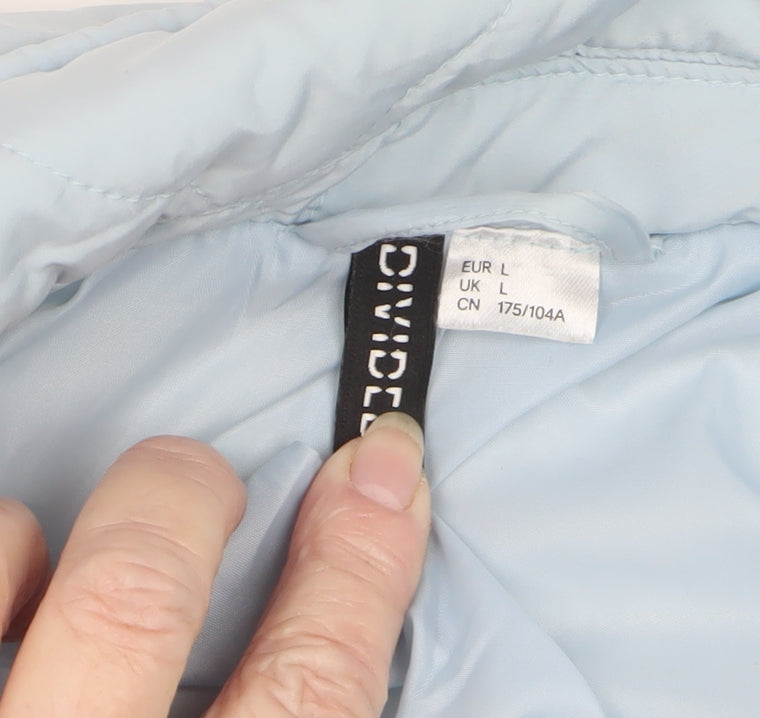 C&A Women’s Blue L Quilted Padded Long Jacket Snap Front
