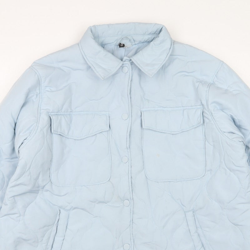 C&A Women’s Blue L Quilted Padded Long Jacket Snap Front