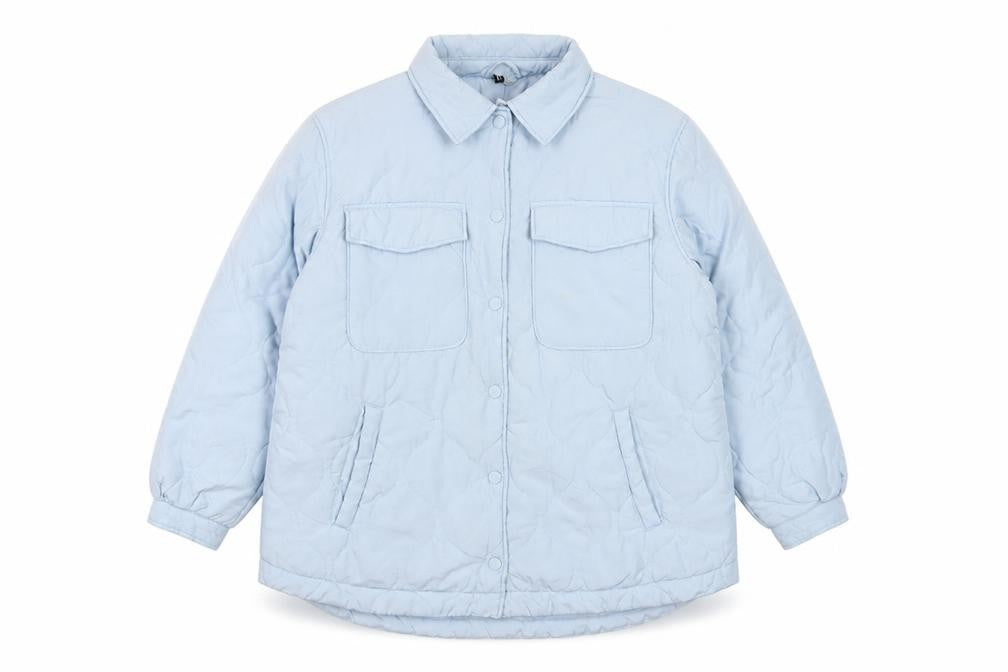 C&A Women’s Blue L Quilted Padded Long Jacket Snap Front