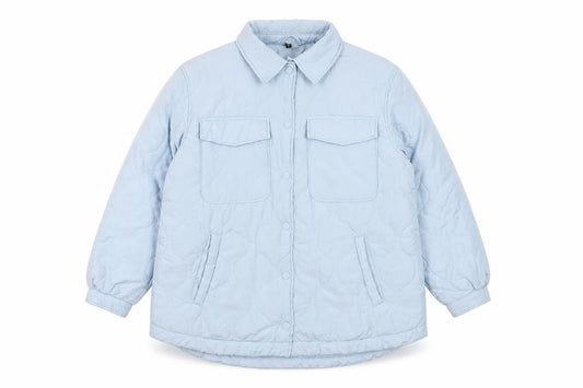 C&A Women’s Blue L Quilted Padded Long Jacket Snap Front