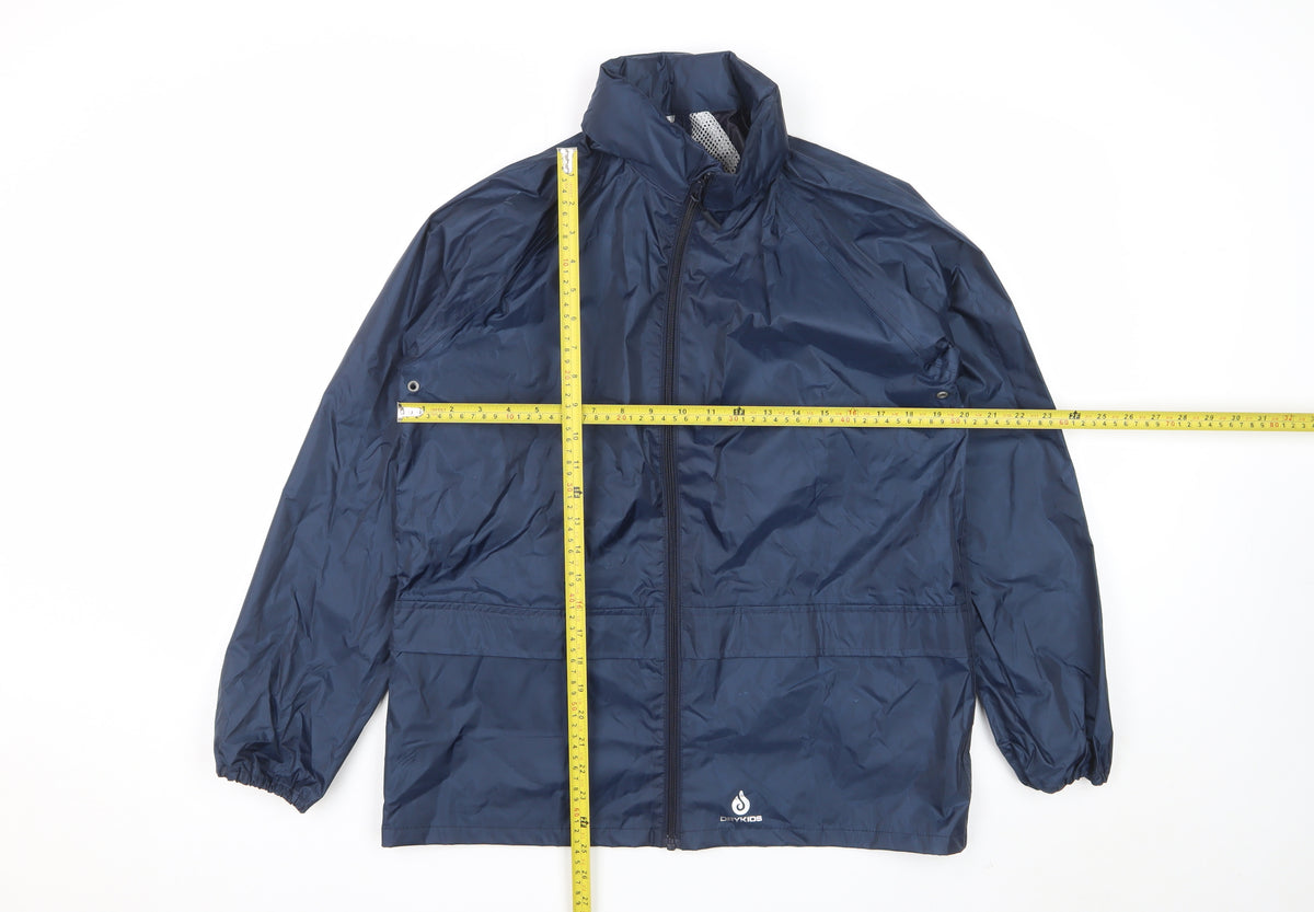 Dry Kids Boys Blue 13-14 Years Rain Jacket Reflective Full Zip