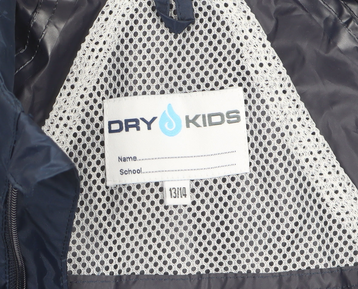 Dry Kids Boys Blue 13-14 Years Rain Jacket Reflective Full Zip