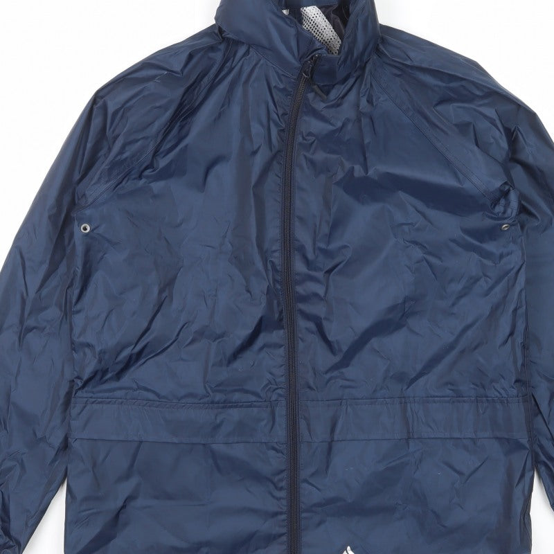 Dry Kids Boys Blue 13-14 Years Rain Jacket Reflective Full Zip