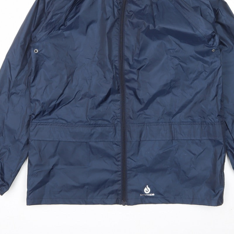 Dry Kids Boys Blue 13-14 Years Rain Jacket Reflective Full Zip