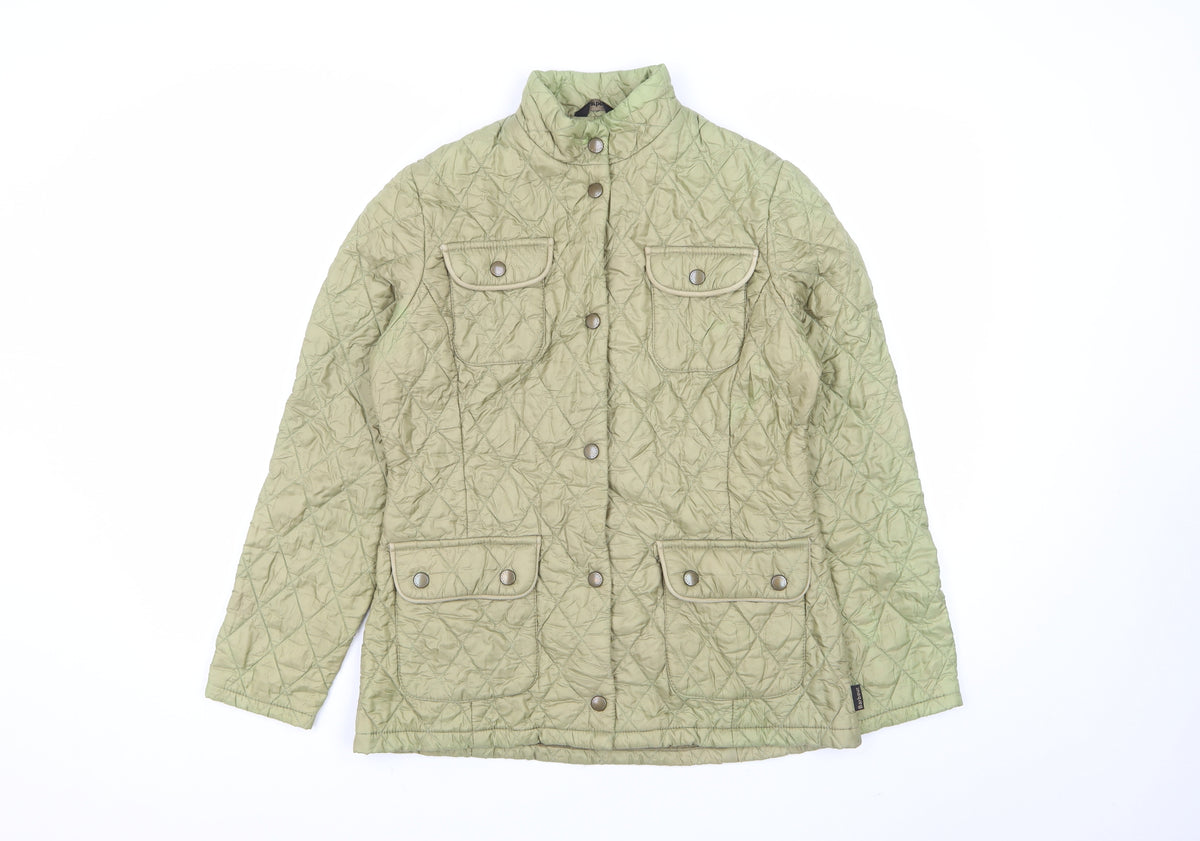 Barbour Women’s Green UK 10 Quilted Puffer Jacket Collared