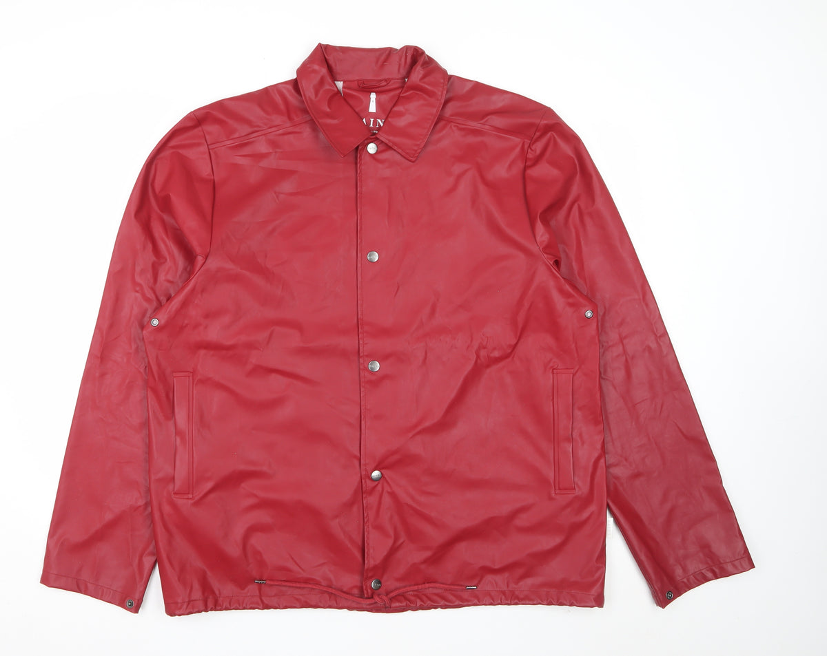 Rains Unisex Red XL Waterproof Rain Jacket Snap Front