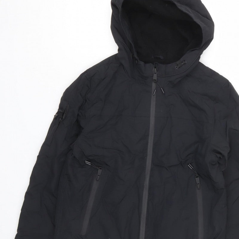 Marks and Spencer Boys Black 10-11 Ski Jacket Hooded Reflective