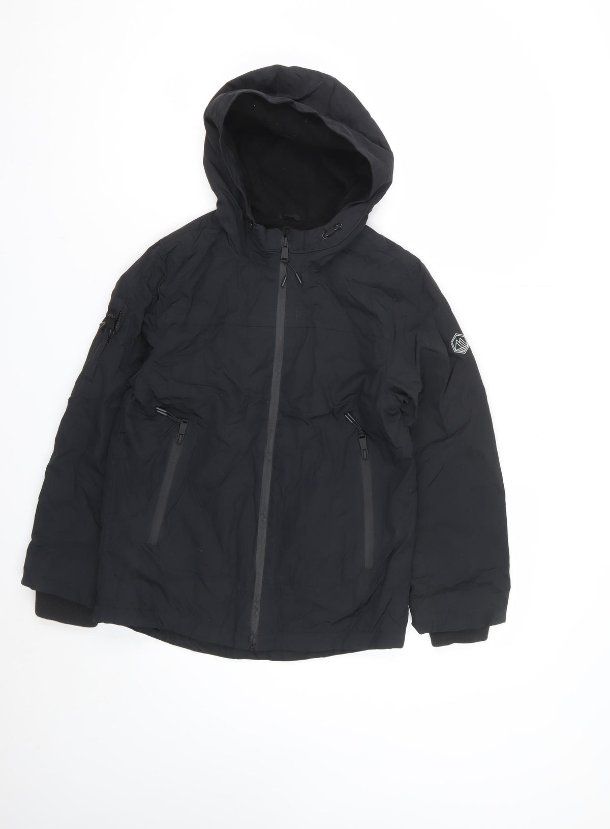 Marks and Spencer Boys Black 10-11 Ski Jacket Hooded Reflective