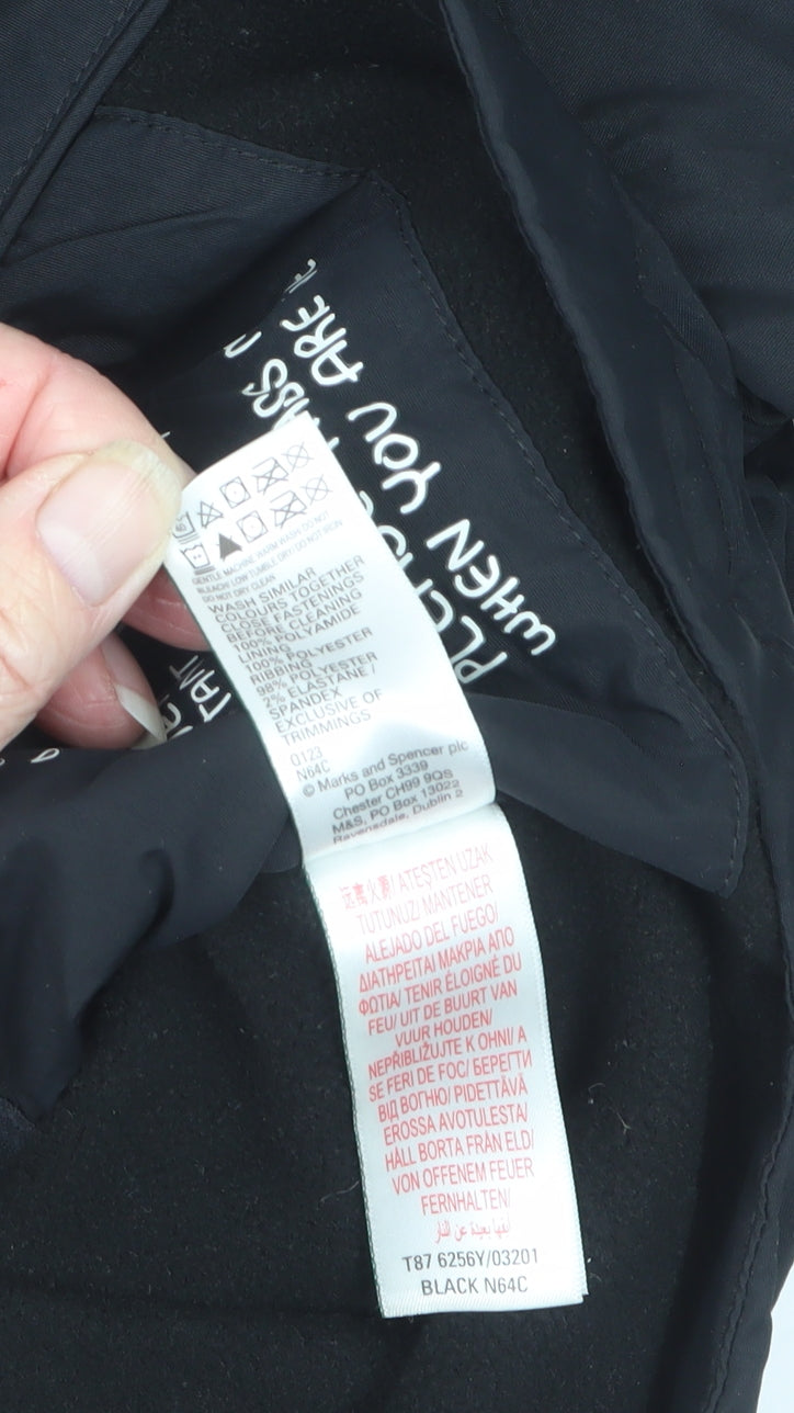 Marks and Spencer Boys Black 10-11 Ski Jacket Hooded Reflective