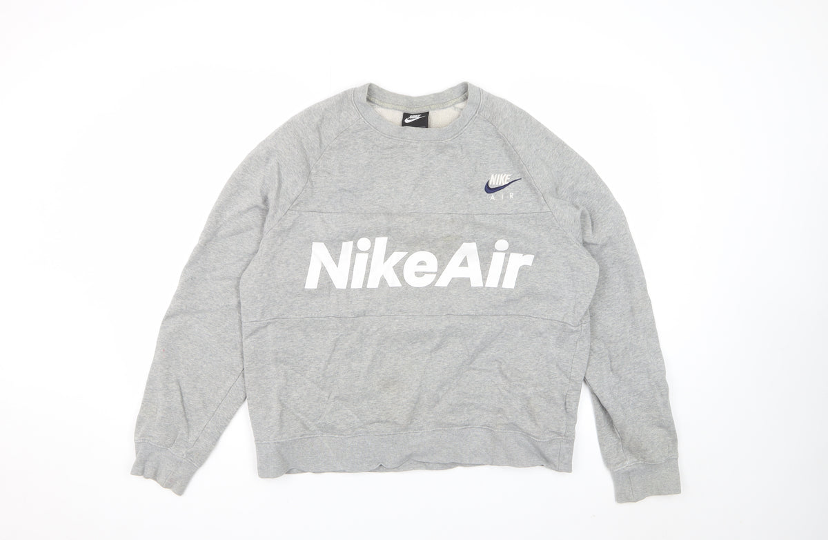 Nike Air Men’s Grey Small Crew Neck Graphic Fleece Sweatshirt