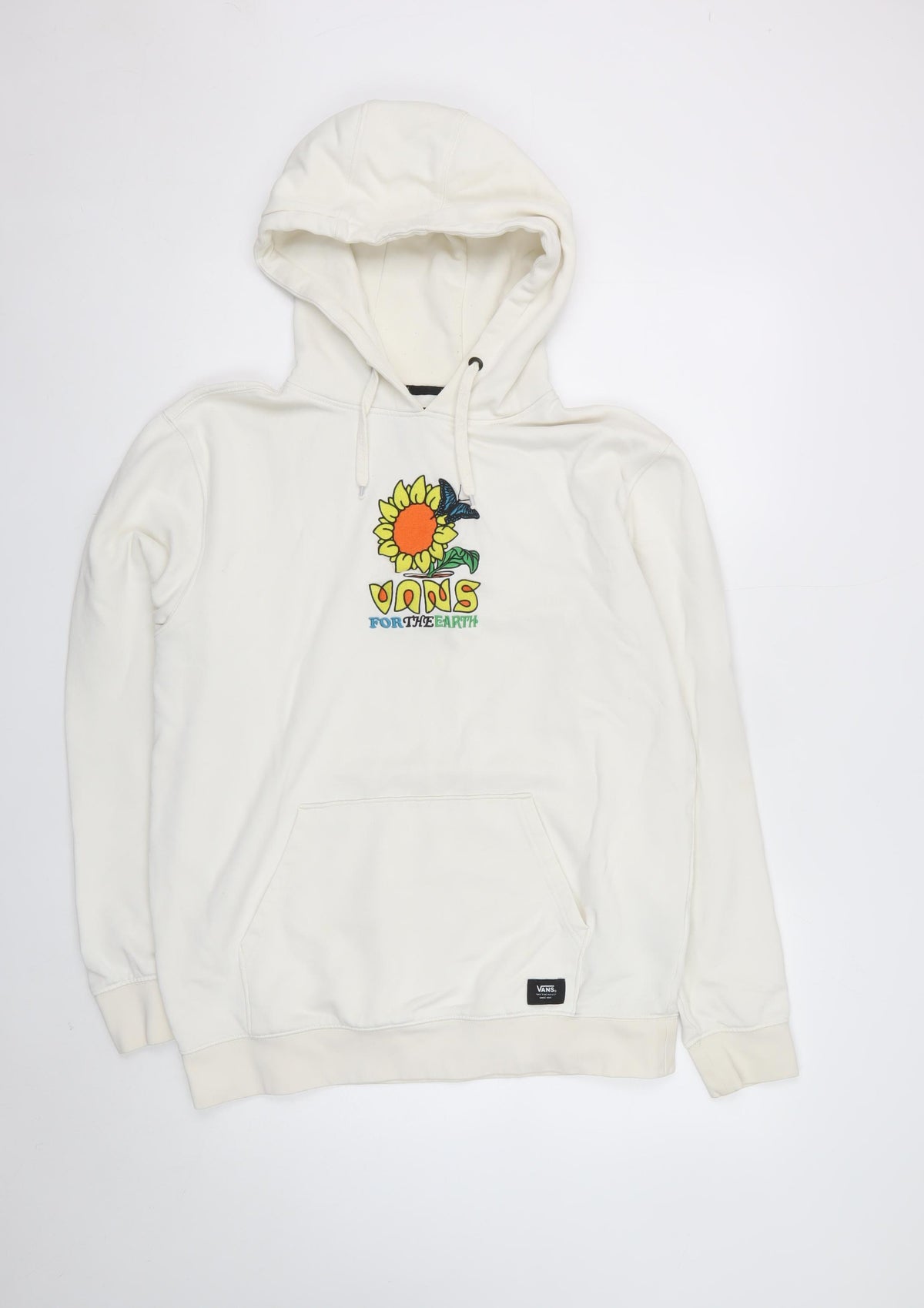 Vans Women’s Ivory Medium Sunflower Butterfly Graphic Pullover Hoodie