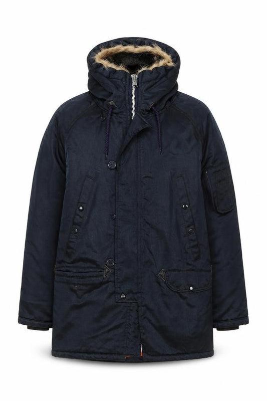 L. Spiewak Mens Blue 48 Golden Fleece Fur Trim Hooded Parka Jacket